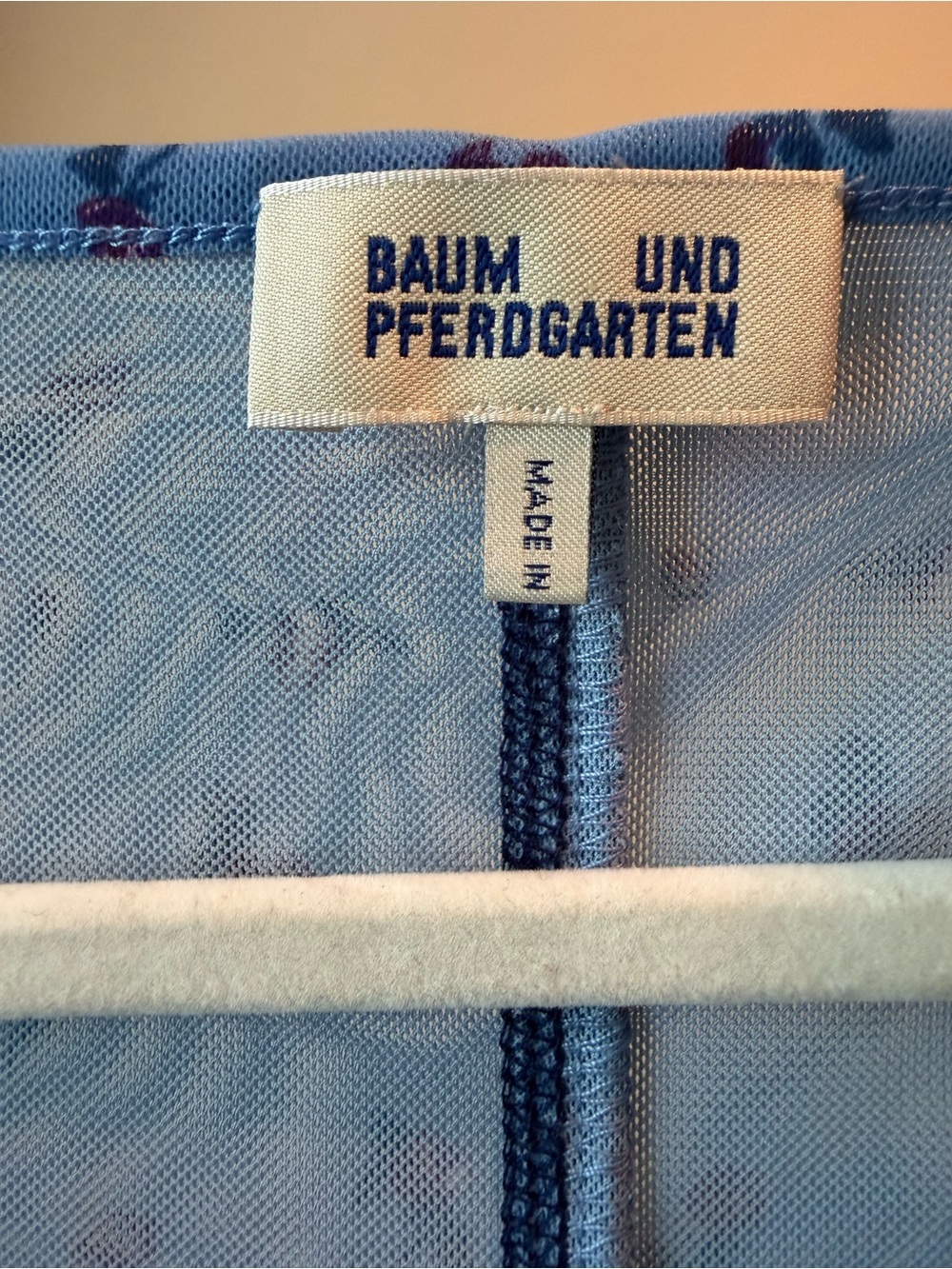 Baum und Pferdgarten “Janis” Blue Mini Rose Mesh Ruched Midi Dress Sz L VGUC - Picture 3 of 4